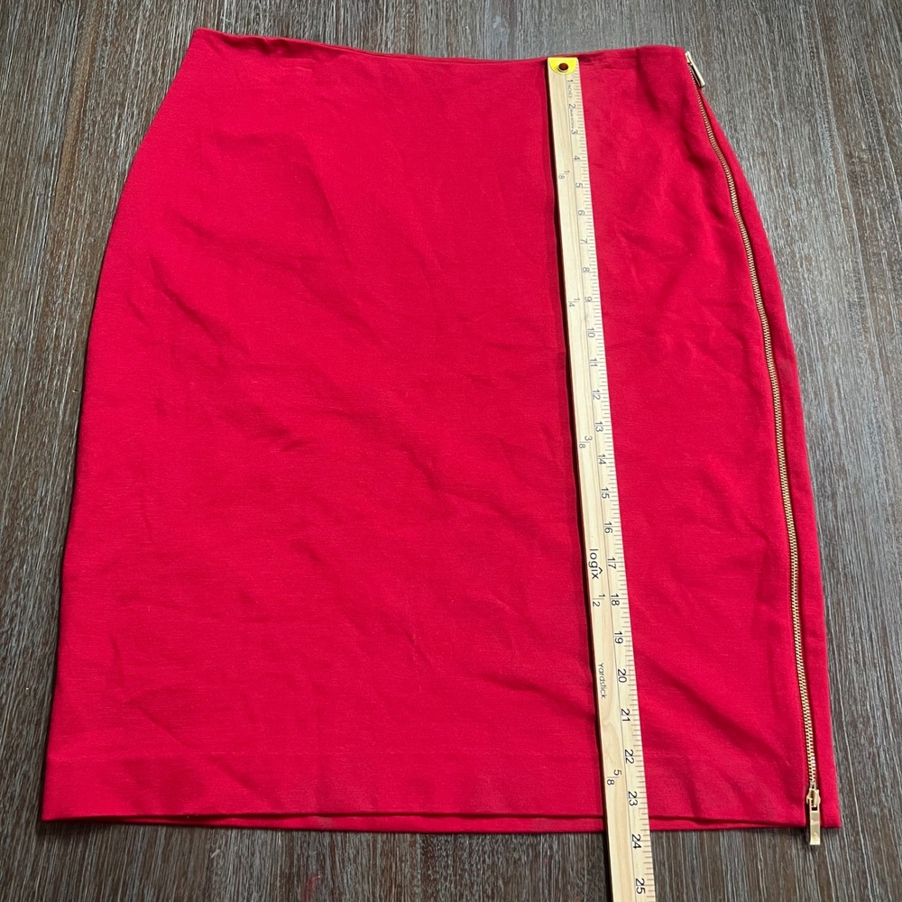 Chicos Women's Solid Renaissance Red Ponte Pencil Skirt With Gold Zipper - Picture 15 of 16